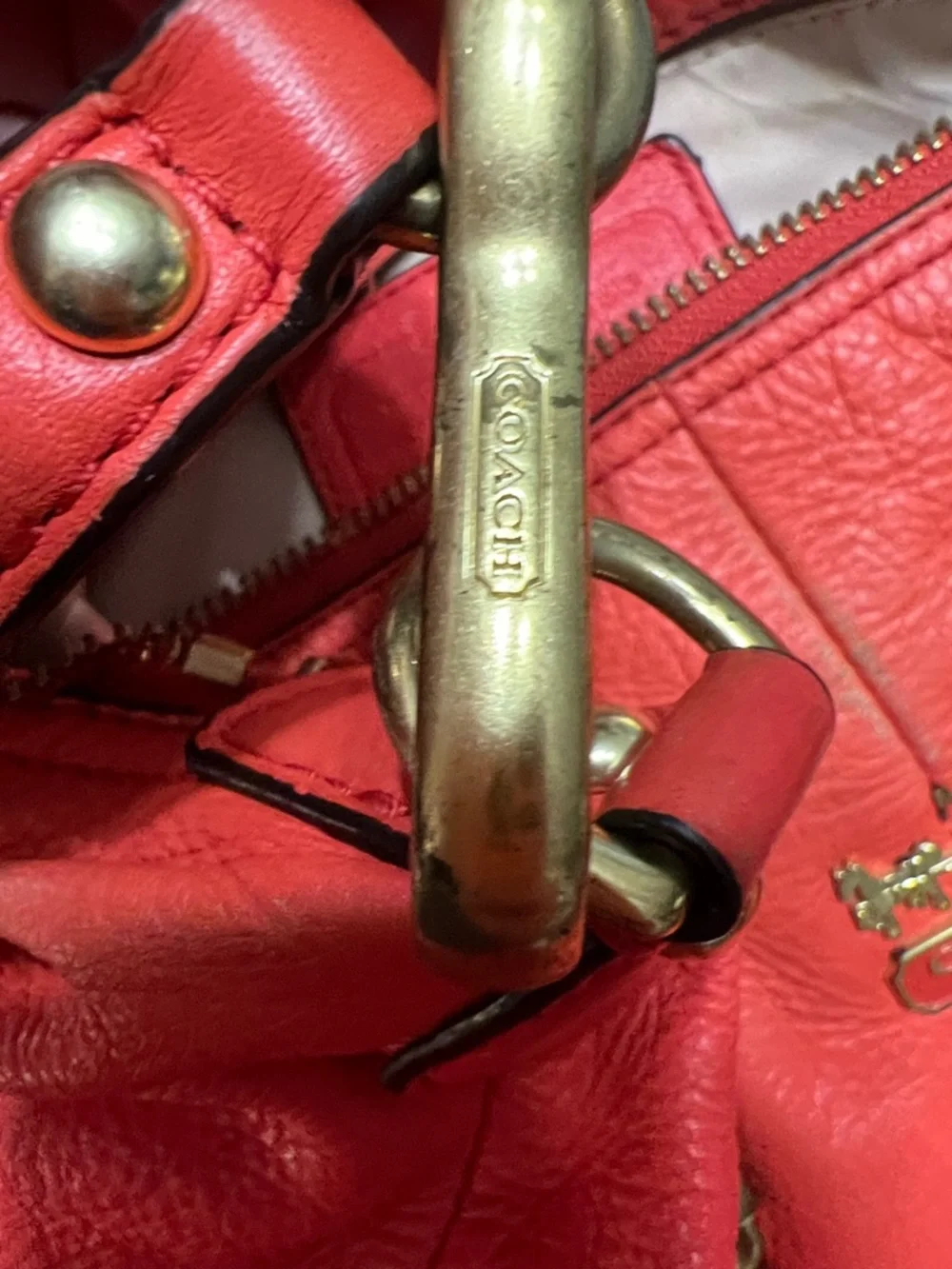 Coach Madison Juliette Satchel Coral Leather Bag 21222 GUC